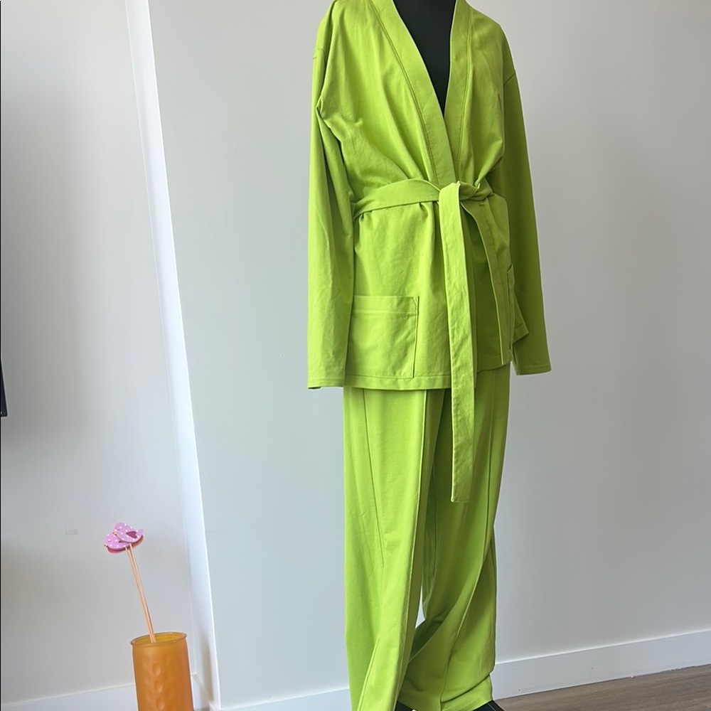 Custom-Made Lime Green 100% Cotton Lounge Set – Size S-M
